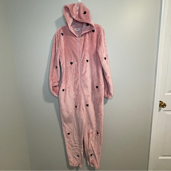 Victorias Secret Pink TEDDY SLEEP Long Jane Romper One Piece Pajama NWOT M/L - Picture 1 of 7